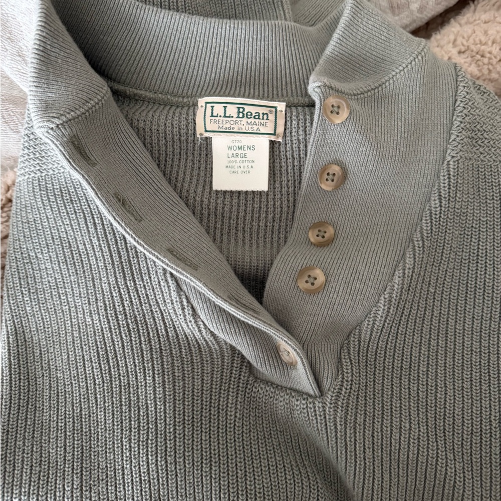 L.L. Bean Women's vintage V-Neck Sweater in Green